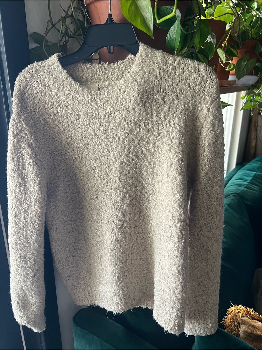 ElieTahari Oversized oatmeal colored Bouclé Sweater - Women's Crewneck